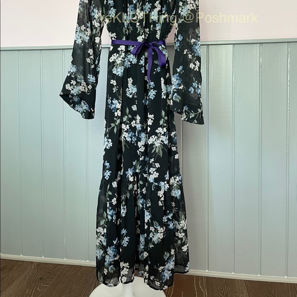 Floral Chiffon H&M Midi DRESS - NWT long sleeved - Picture 13 of 15